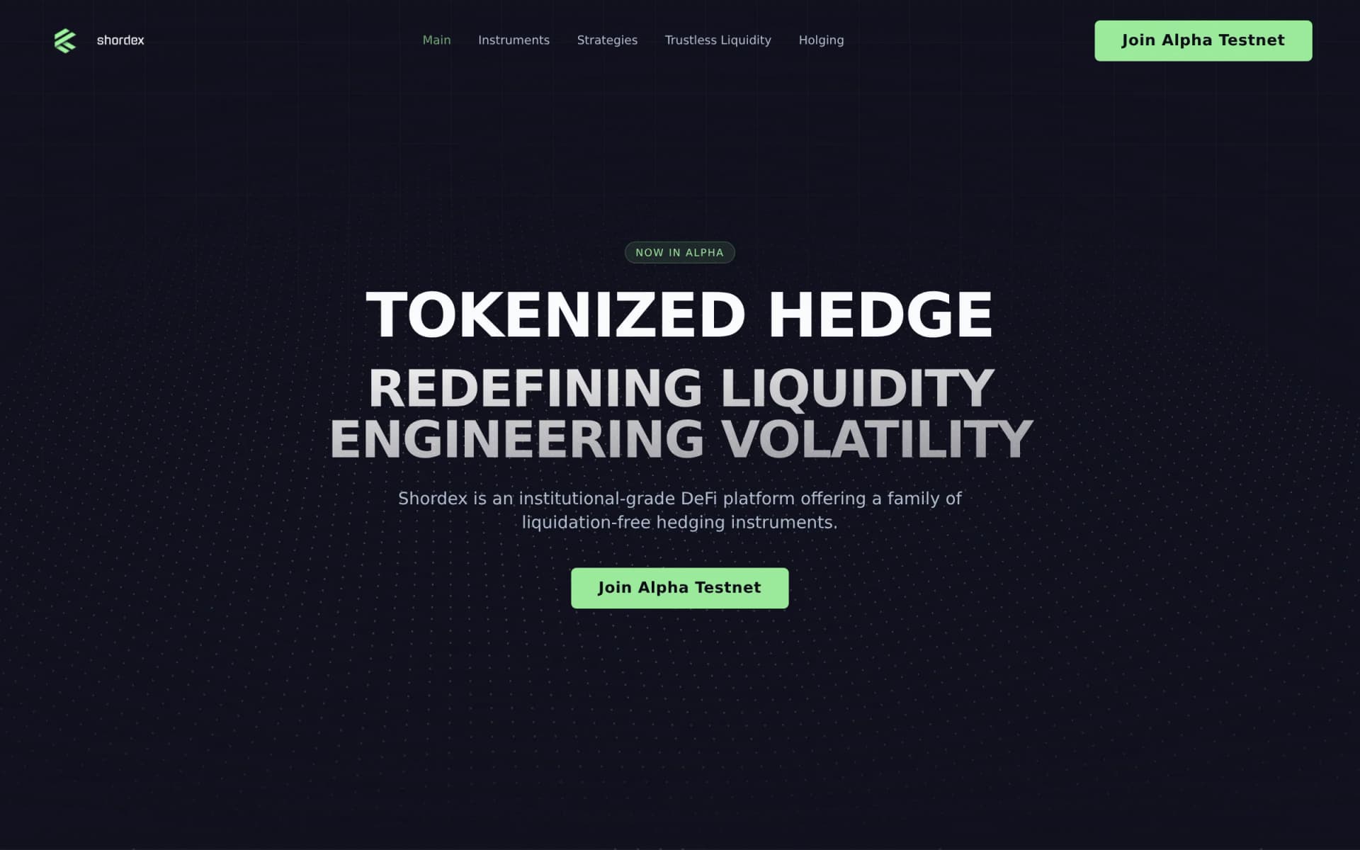Shordex website, designed and built by Meant